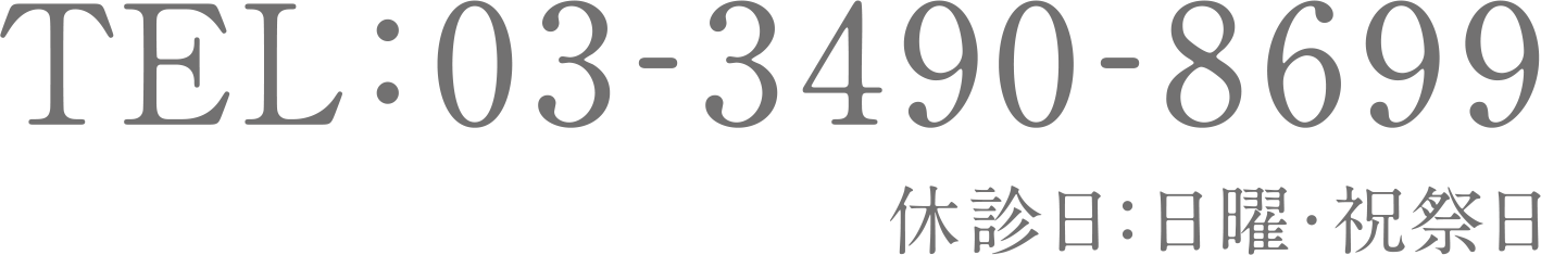 TEL：03-3490-8699　休診日：日曜・祝祭日